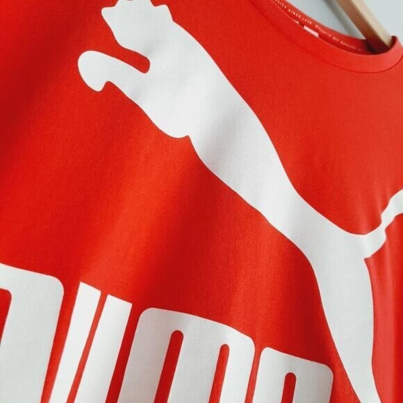 PUMA Pink Relaxed Fit Crewneck Top Large Font Logo Decal Sz M - Picture 5 of 10